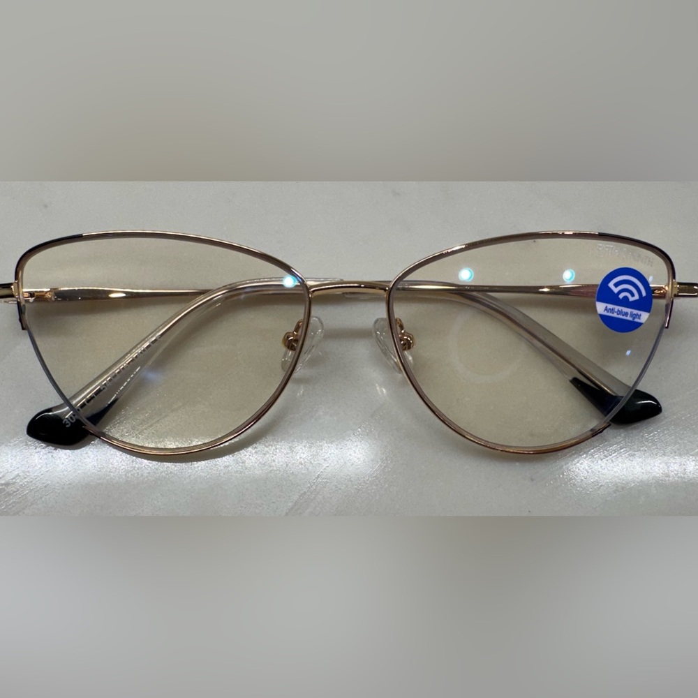 Fifth & Ninth Blue Light Glasses Gold Metal Frame New